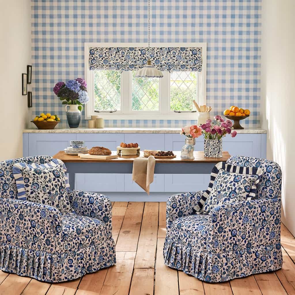 - Cath Kidston Painted Gingham Blue Wallpaper - 125514 - Decor Warehouse