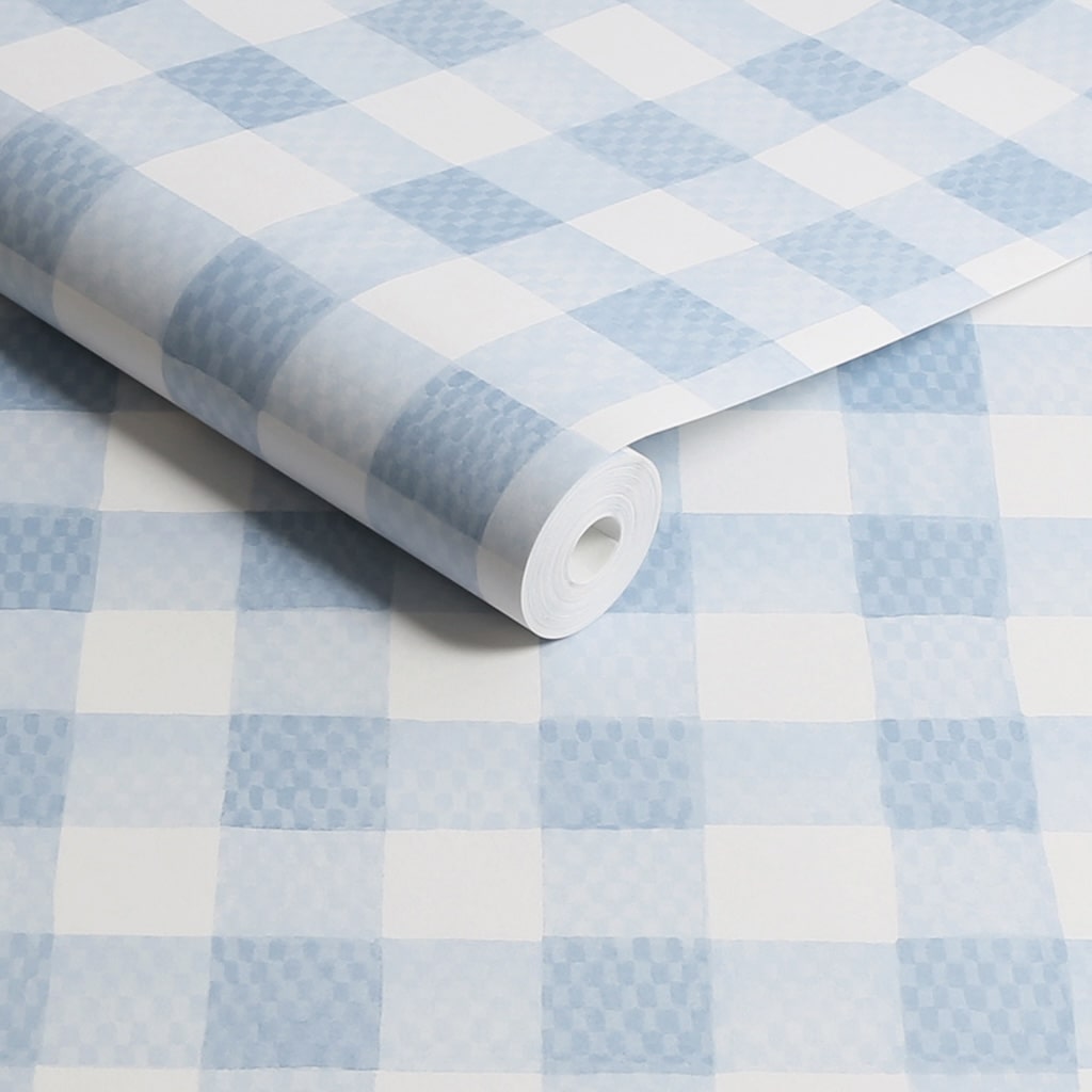 - Cath Kidston Painted Gingham Blue Wallpaper - 125514 - Decor Warehouse