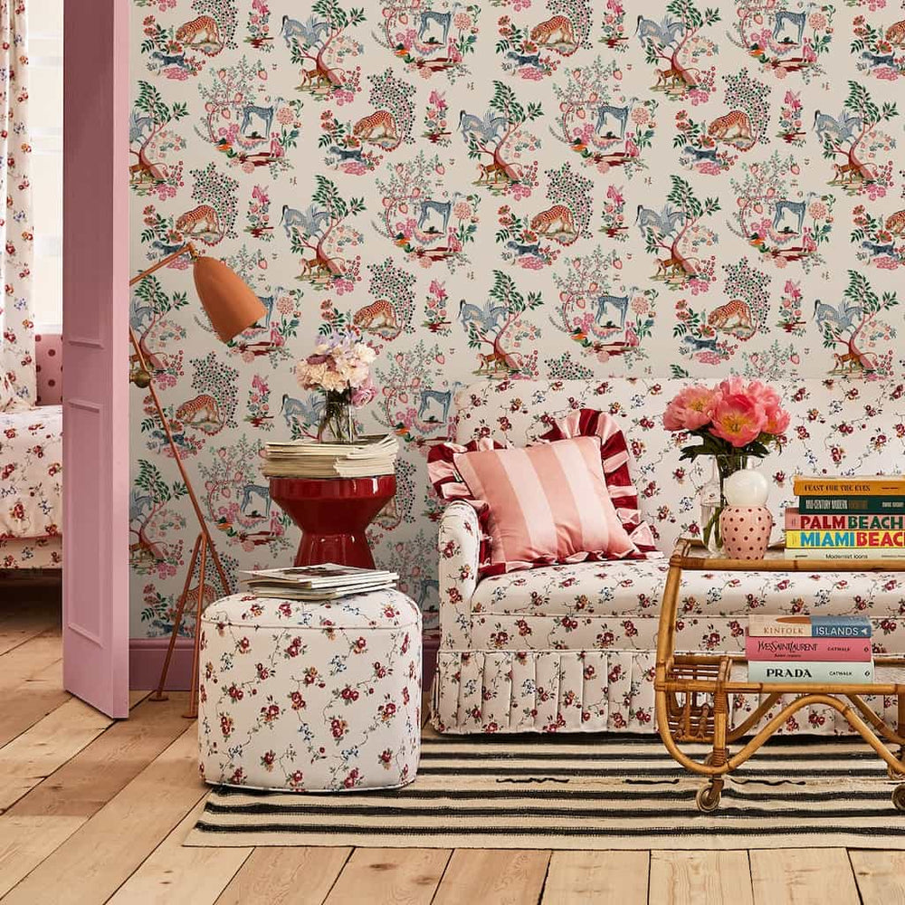  - Cath Kidston Painted Kingdom Natural Wallpaper - 125527 - Decor Warehouse