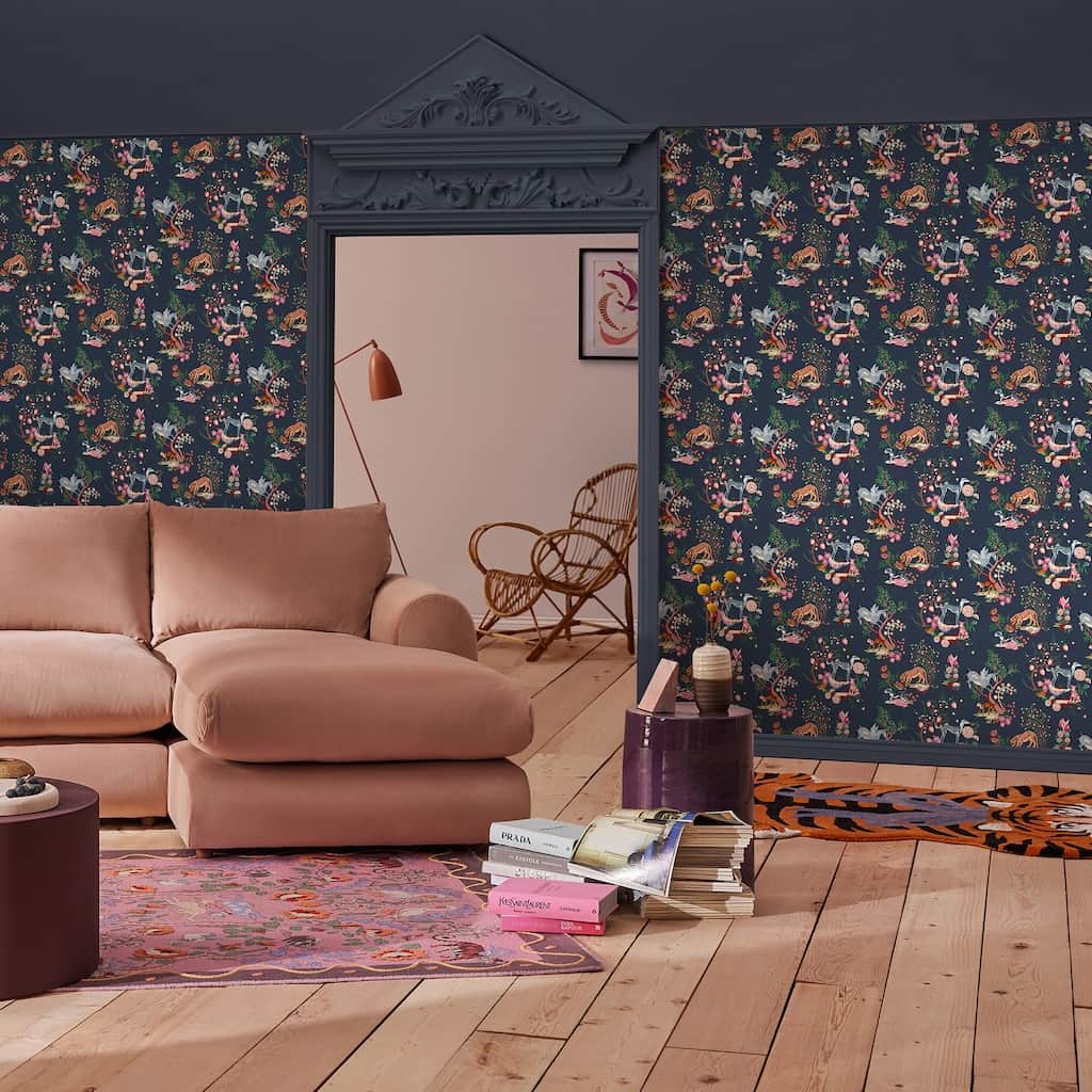 - Cath Kidston Painted Kingdom Navy Wallpaper - 125526 - Decor Warehouse