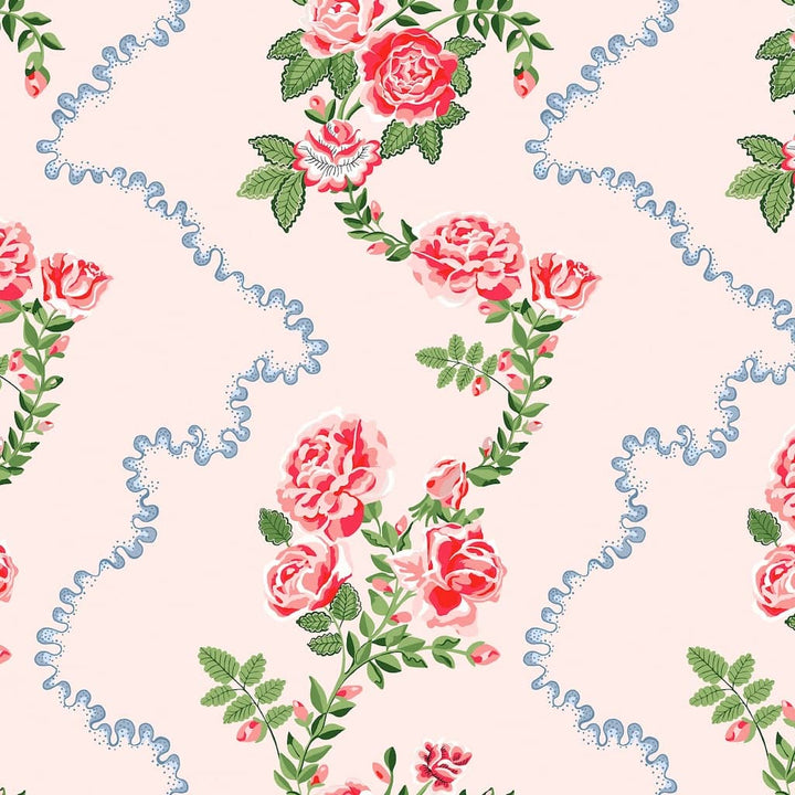 131422 - Cath Kidston Wallpaper - Cath Kidston Rose Flutter Pink Wallpaper - Decor Warehouse