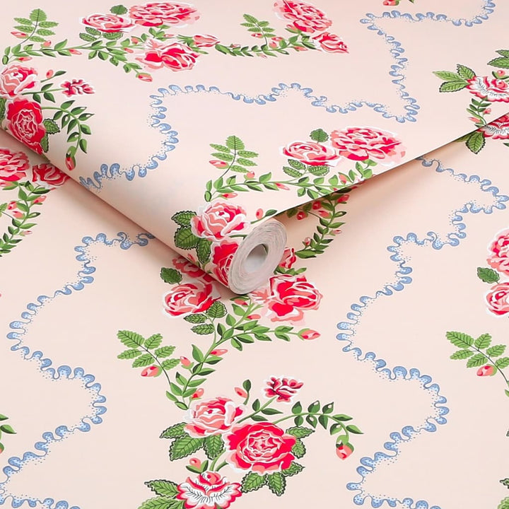 131422 - Cath Kidston Wallpaper - Cath Kidston Rose Flutter Pink Wallpaper - Decor Warehouse