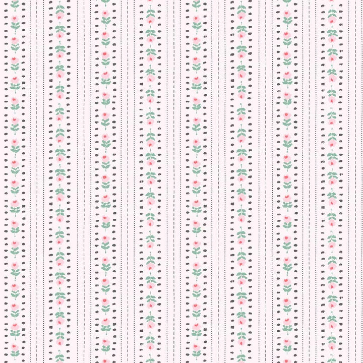 131424 - Cath Kidston Wallpaper - Cath Kidston Rose Ticking Stripe Pink Wallpaper - Decor Warehouse