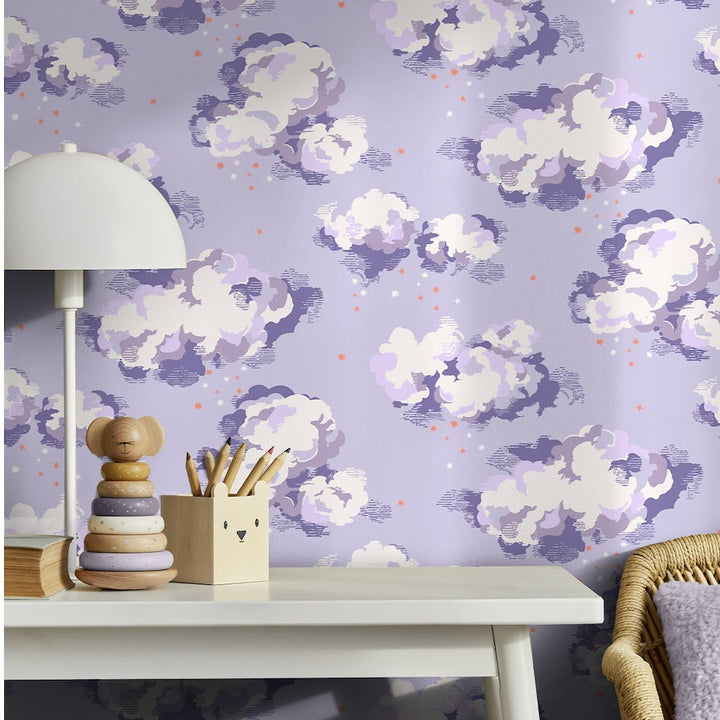 131430 - Cath Kidston Wallpaper - Cath Kidston Silver Linings Violet Wallpaper - Decor Warehouse
