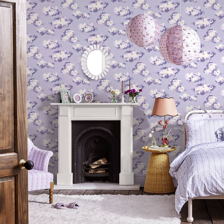 131430 - Cath Kidston Wallpaper - Cath Kidston Silver Linings Violet Wallpaper - Decor Warehouse