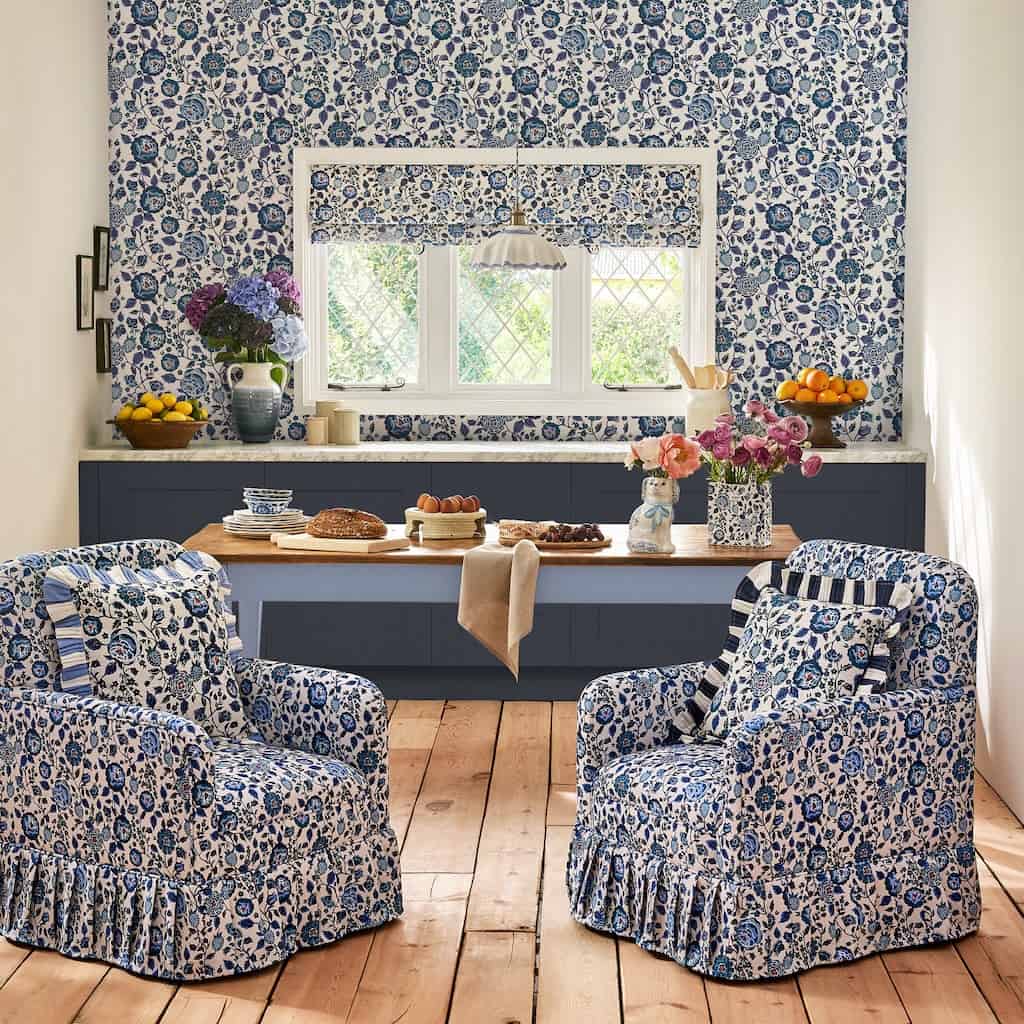 - Cath Kidston Strawberry Garden Blue Wallpaper - 125498 - Decor Warehouse