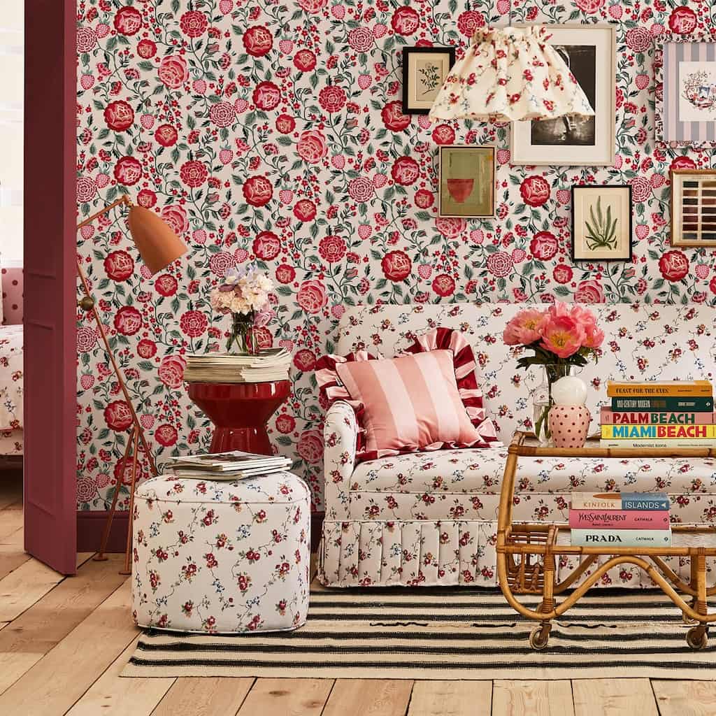 - Cath Kidston Strawberry Garden Rose Wallpaper - 125497 - Decor Warehouse