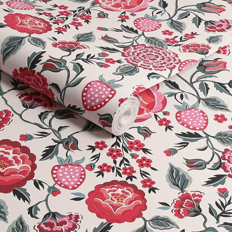  - Cath Kidston Strawberry Garden Rose Wallpaper - 125497 - Decor Warehouse
