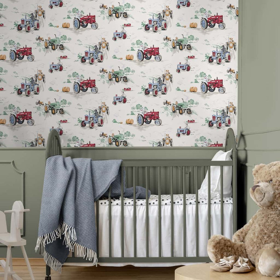 131426 - Cath Kidston Wallpaper - Cath Kidston Tractor Multi Wallpaper - Decor Warehouse