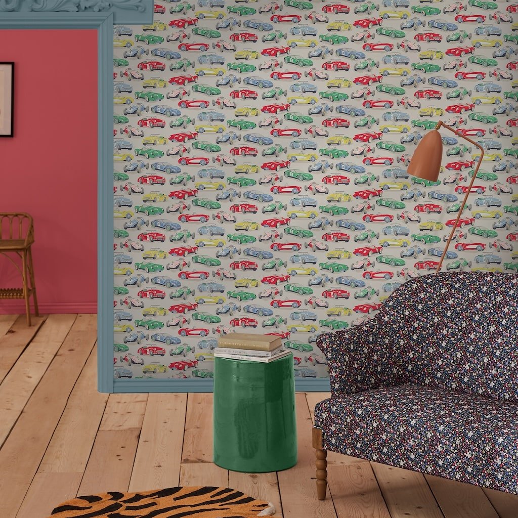  - Cath Kidston Vintage Cars Multi Wallpaper - 125535 - Decor Warehouse