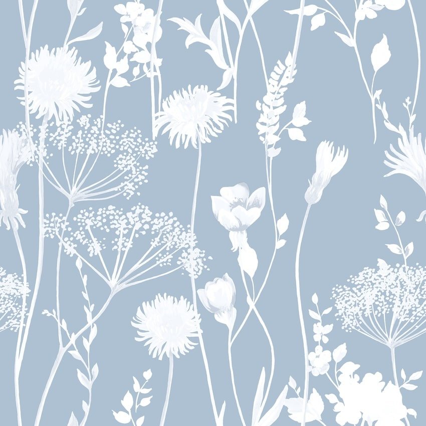 - Catherine Lansfield Meadowsweet Floral Blue Wallpaper - 165583 - Decor Warehouse