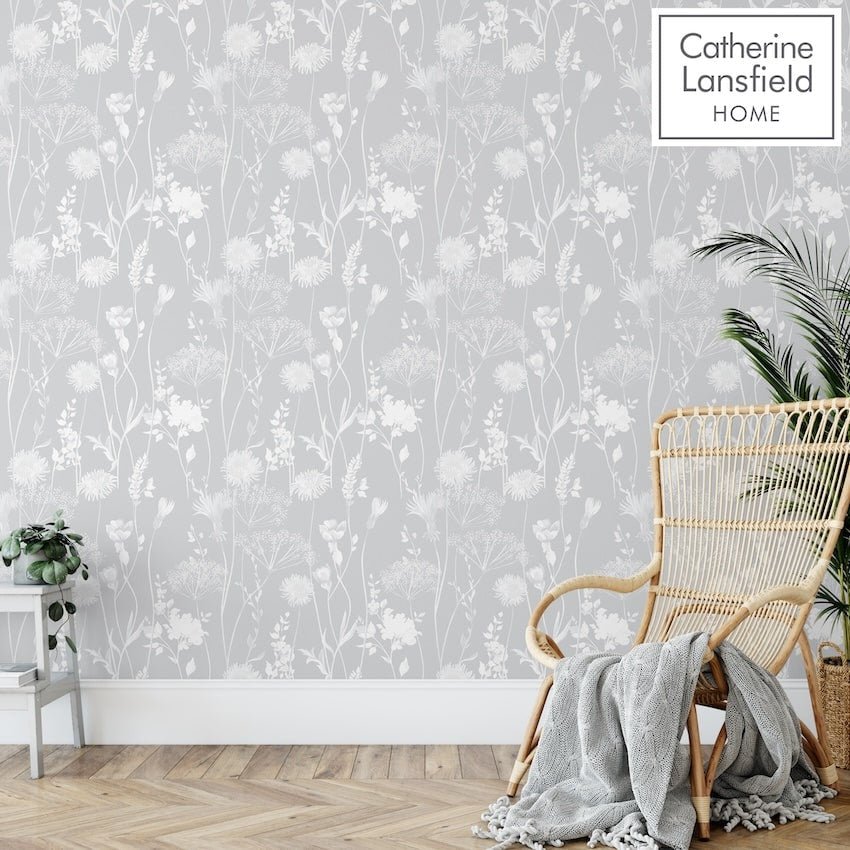 165581-Muriva-Catherine Lansfield Meadowsweet Floral Grey Wallpaper-Decor Warehouse