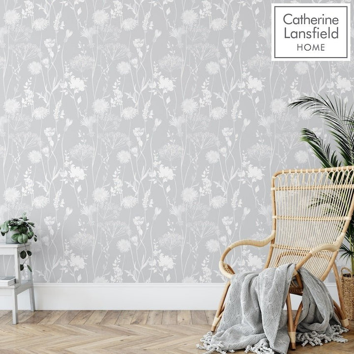 165581-Muriva-Catherine Lansfield Meadowsweet Floral Grey Wallpaper-Decor Warehouse