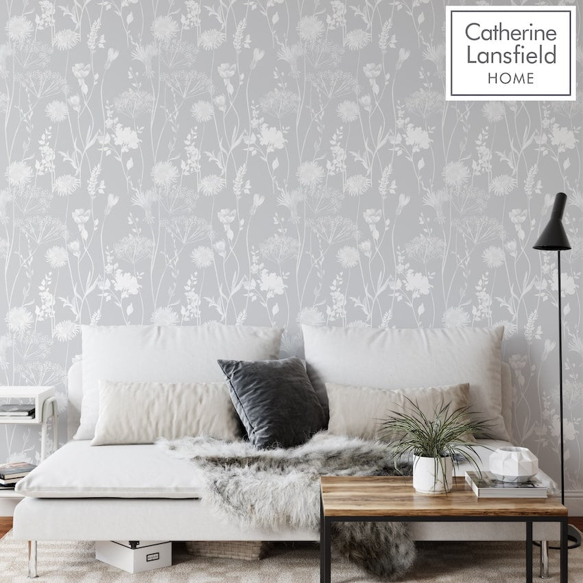 165581-Muriva-Catherine Lansfield Meadowsweet Floral Grey Wallpaper-Decor Warehouse