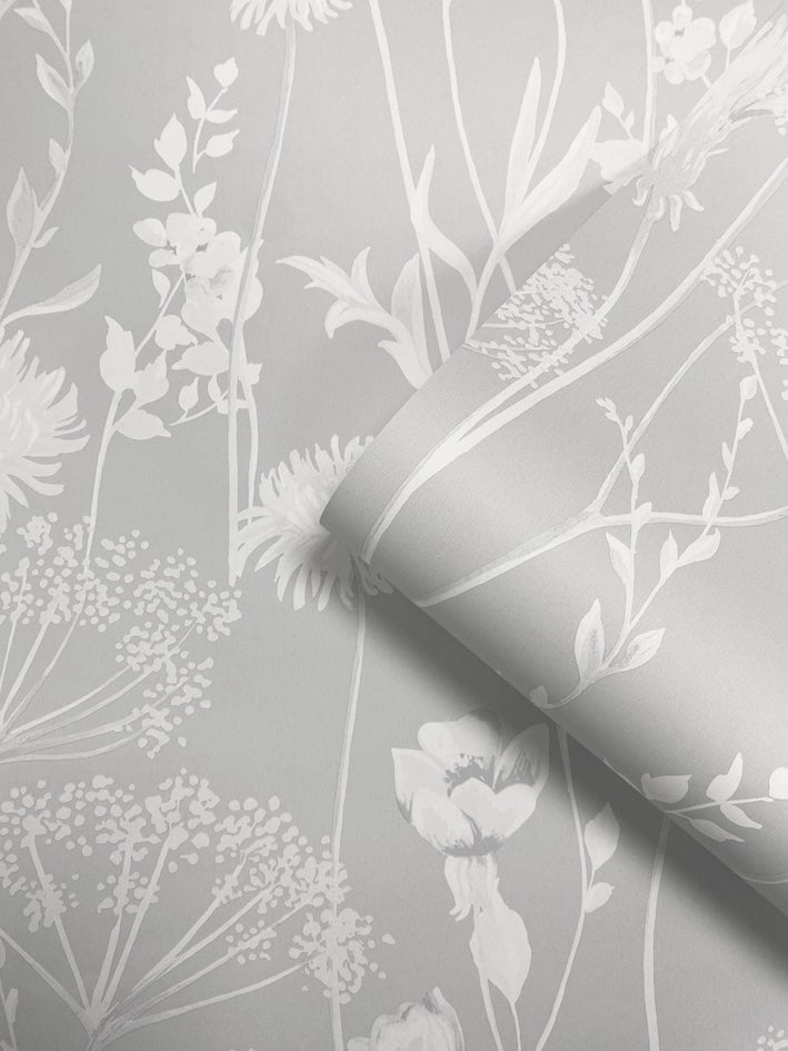 165581-Muriva-Catherine Lansfield Meadowsweet Floral Grey Wallpaper-Decor Warehouse