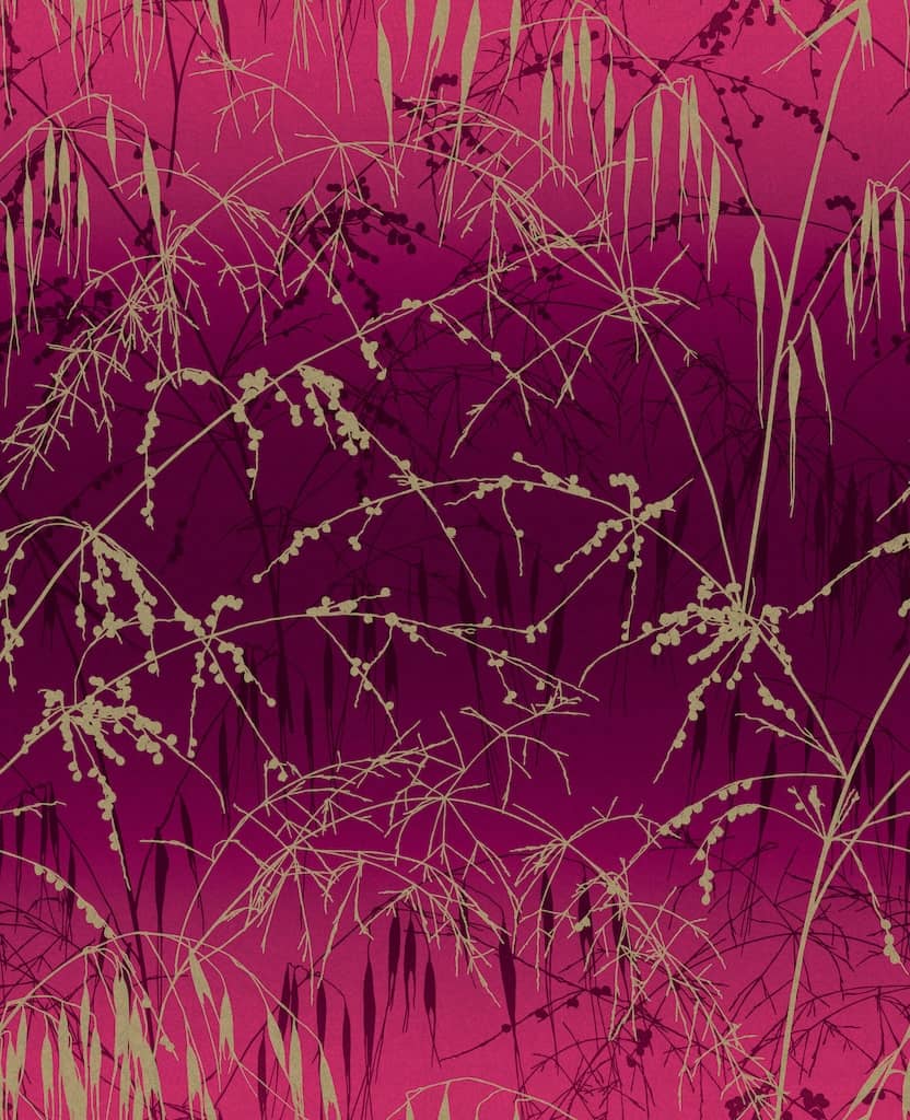  - Clarissa Hulse Meadow Grass Damson & Soft Gold Wallpaper - 120396 - Decor Warehouse