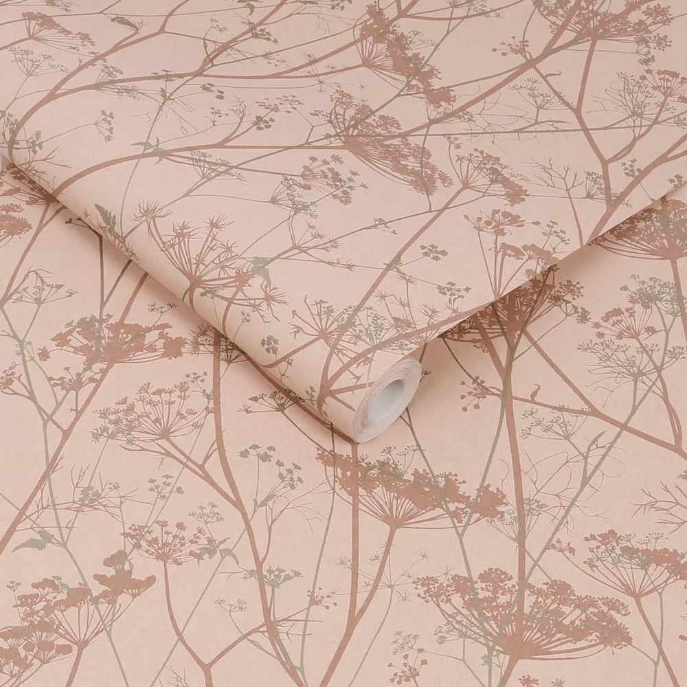  - Clarissa Hulse Wild Chervil Shell & Rose Gold Wallpaper - 120372 - Decor Warehouse