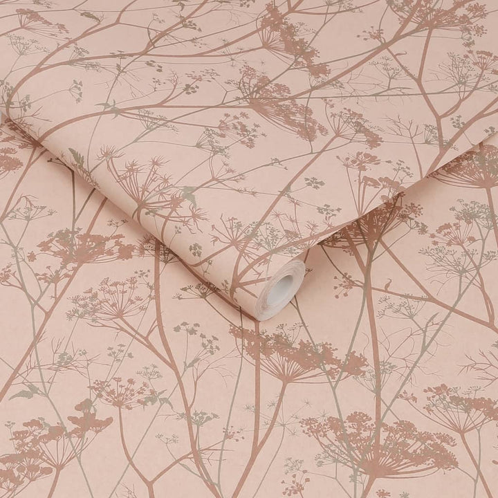  - Clarissa Hulse Wild Chervil Shell & Rose Gold Wallpaper - 120372 - Decor Warehouse