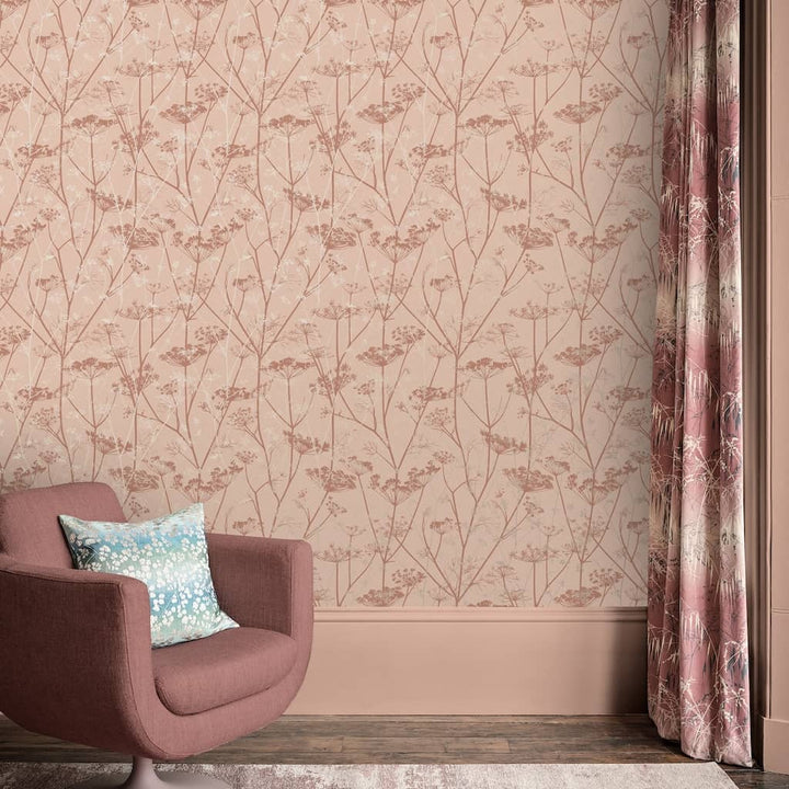  - Clarissa Hulse Wild Chervil Shell & Rose Gold Wallpaper - 120372 - Decor Warehouse