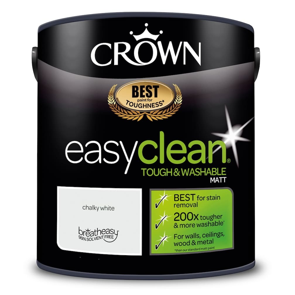 Crown Easyclean Durable Matt Emulsion - Chalky White 2.5L - CRO5093477