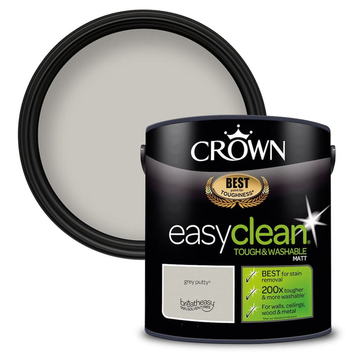 Crown Easyclean Durable Matt Emulsion - Grey Putty 2.5L - CRO5093494