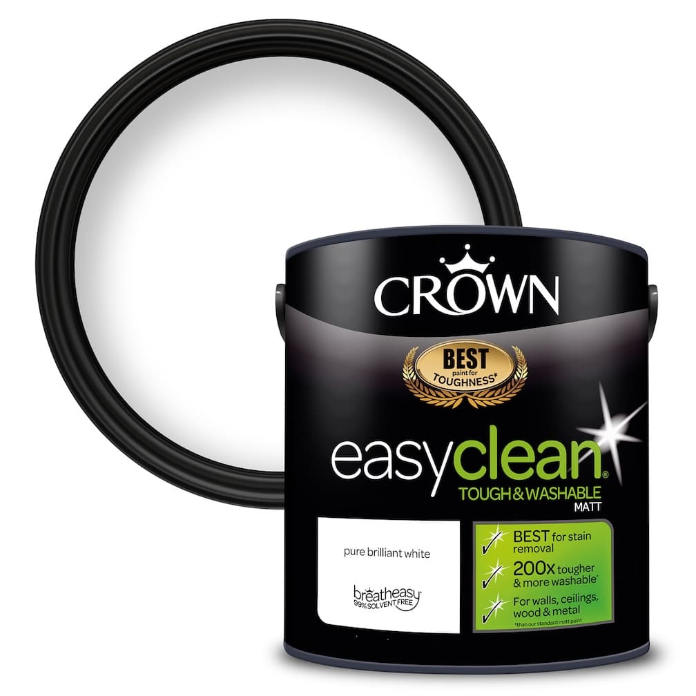 Crown Easyclean Durable Matt Emulsion - Pure Brilliant White 2.5L - CRO5093431