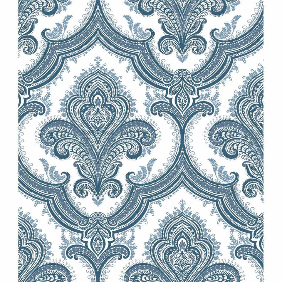 - Damask Blue & White Wallpaper - 519951 - Decor Warehouse