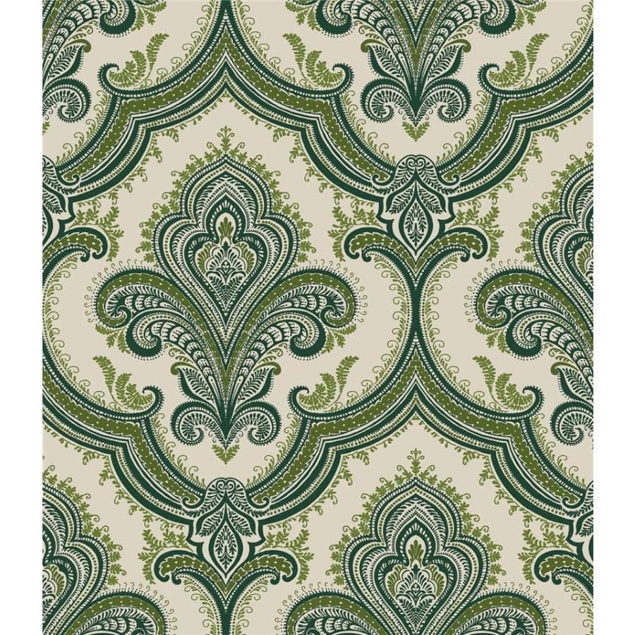 - Damask Green & Taupe Wallpaper - 520951 - Decor Warehouse
