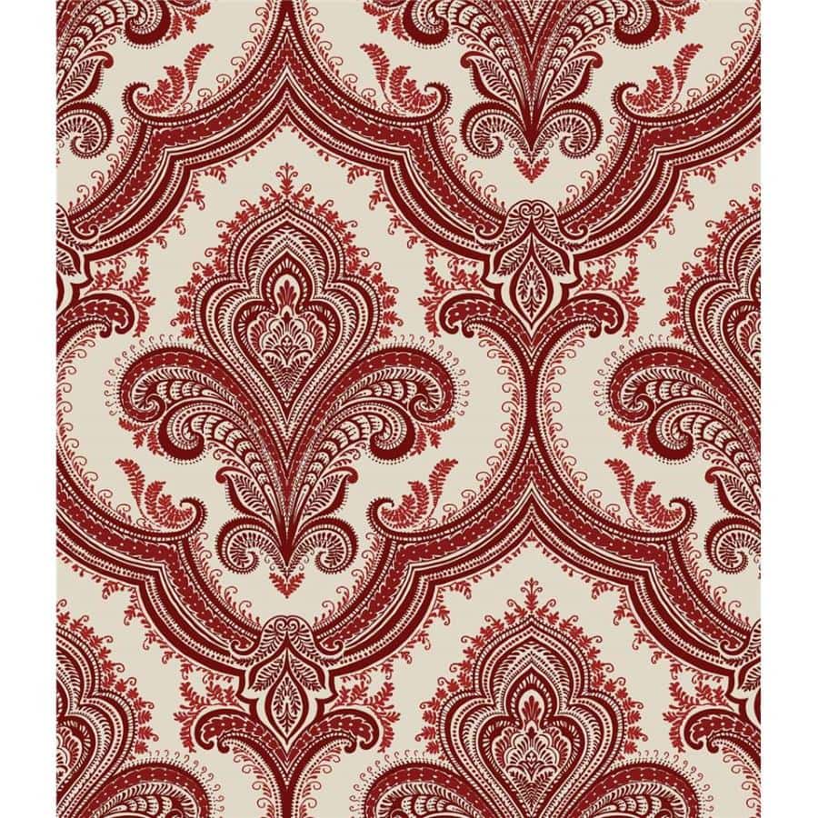 - Damask Red & Taupe Wallpaper - 520950 - Decor Warehouse