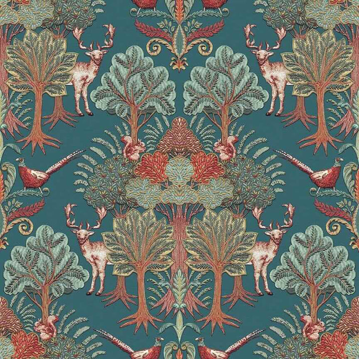  - Design ID Nordic Deer Forest Petrol Blue Wallpaper - TP422305 - Decor Warehouse