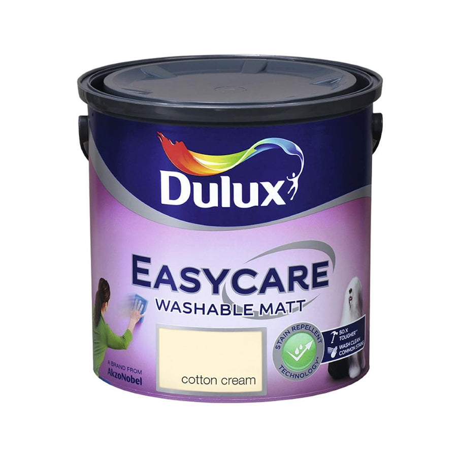  - Dulux Easycare Washable Matt Cotton Cream Paint 2.5L - 5.01106E+12 - Decor Warehouse