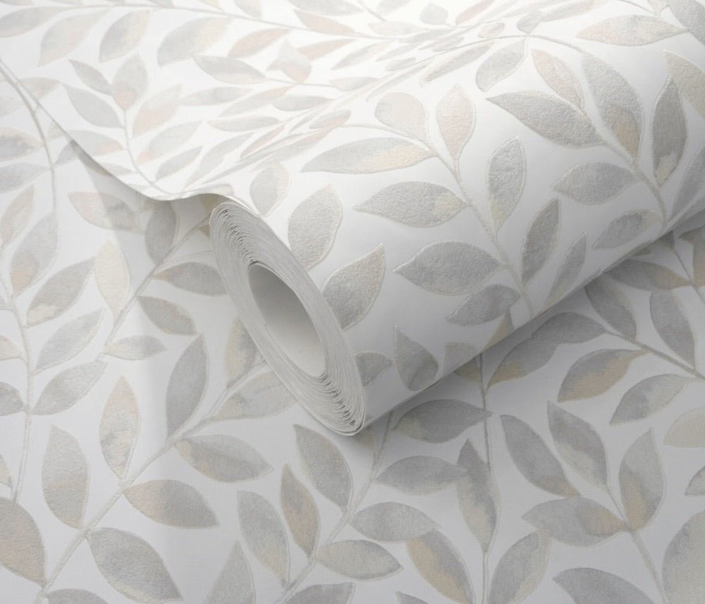 Erismann Ameroso Leaf Grey Blown Vinyl Wallpaper - 10462 - 10
