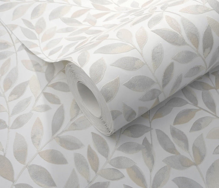 Erismann Ameroso Leaf Grey Blown Vinyl Wallpaper - 10462 - 10