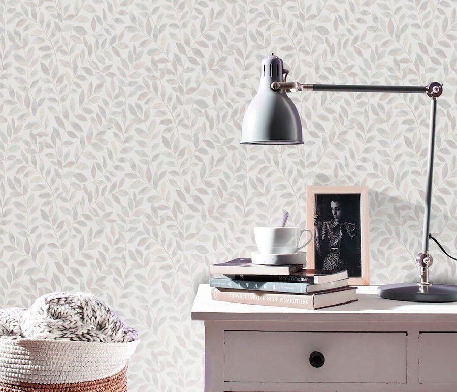 Erismann Ameroso Leaf Grey Blown Vinyl Wallpaper - 10462 - 10