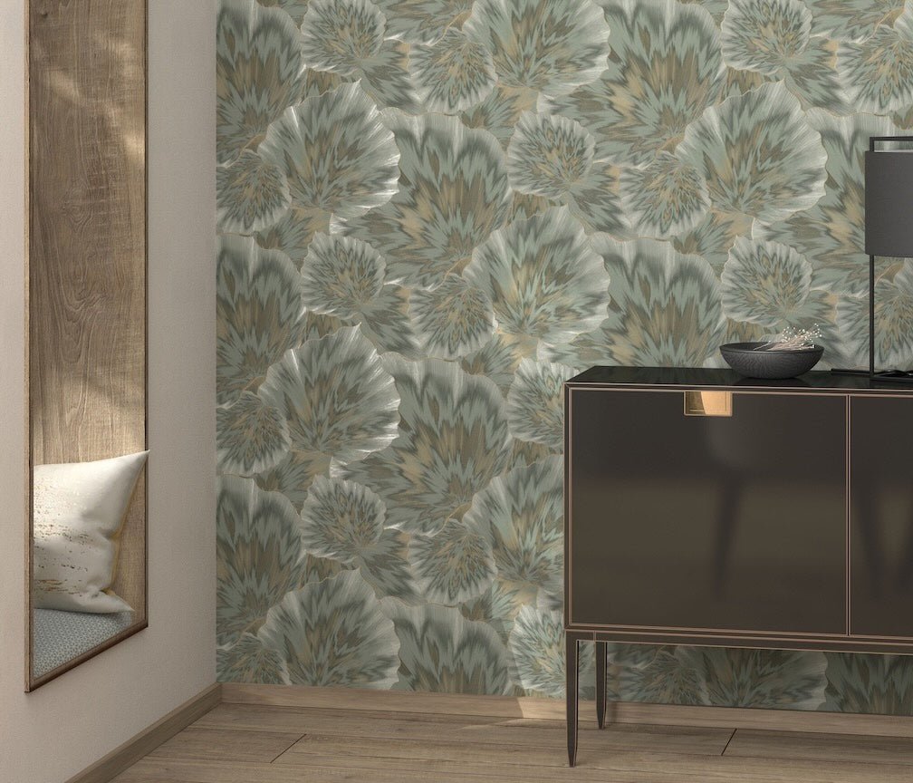 Erismann Bliss Abstract Leaf Olive Wallpaper - 10402-24