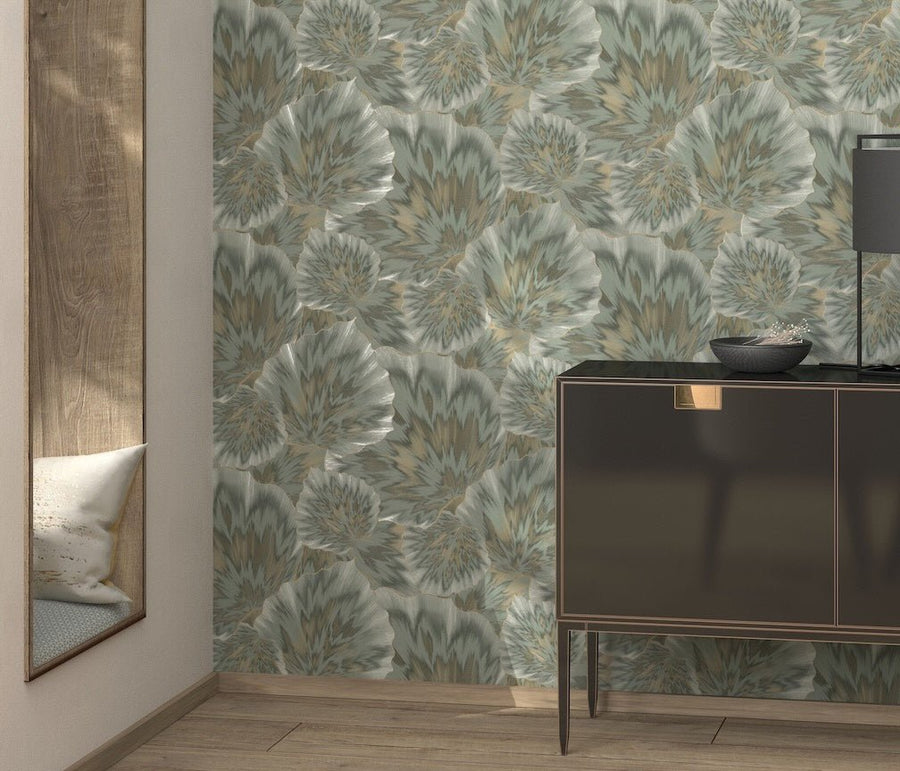 Erismann Bliss Abstract Leaf Olive Wallpaper - 10402-24