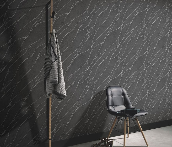Erismann Calore Black/Silver Vinyl Wallpaper - 1044015