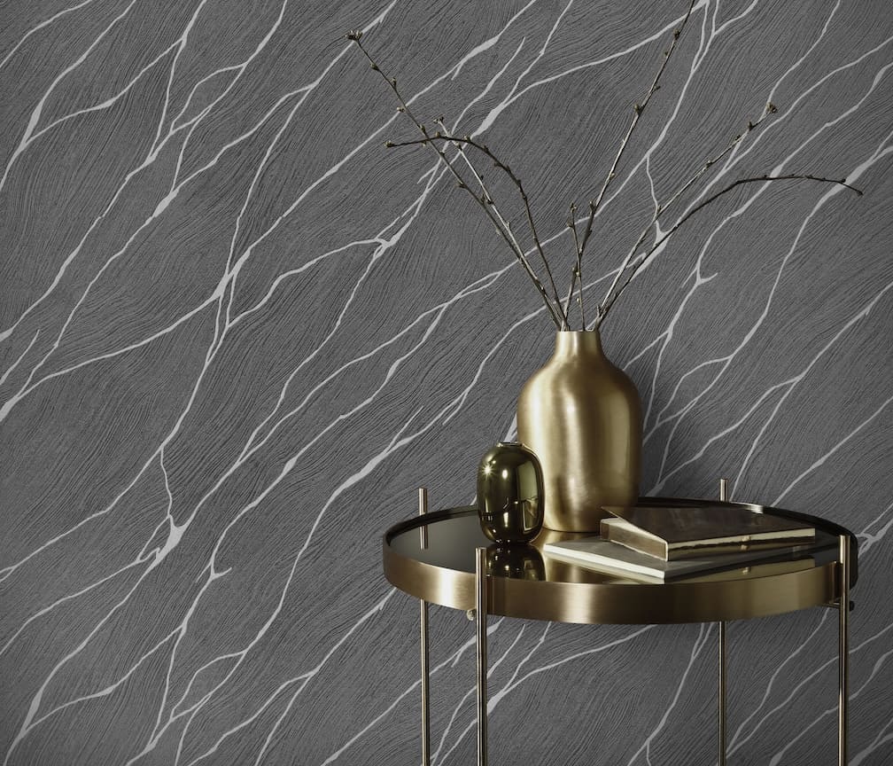 Erismann Calore Black/Silver Vinyl Wallpaper - 1044015