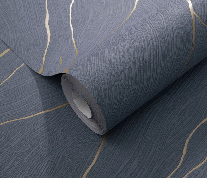 Erismann Calore Blue/Gold Vinyl Wallpaper - 10440 - 08
