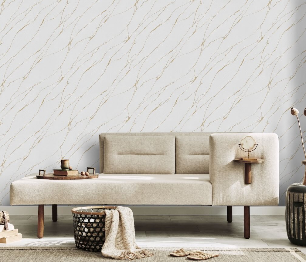 Erismann Calore White/Gold Vinyl Wallpaper - 10456 - 31