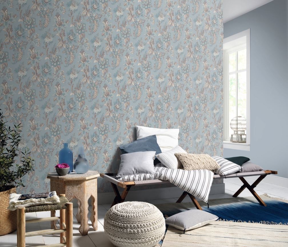 Erismann cottage Duck Egg Wallpaper - 05552-43