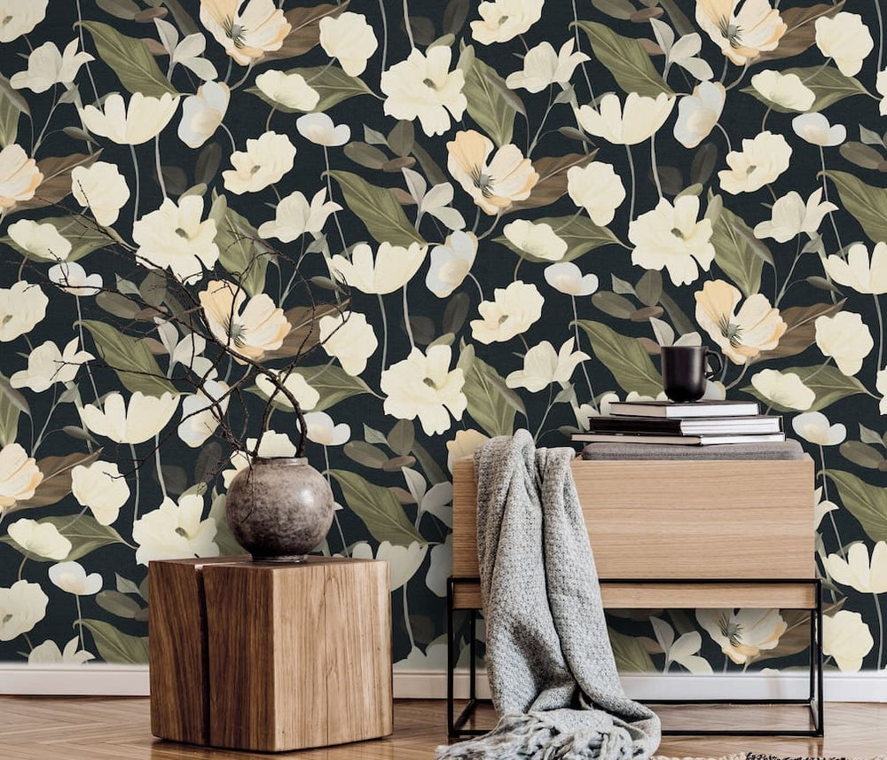 Erismann Fairy Blossom Floral Black Wallpaper - 10508 - 15