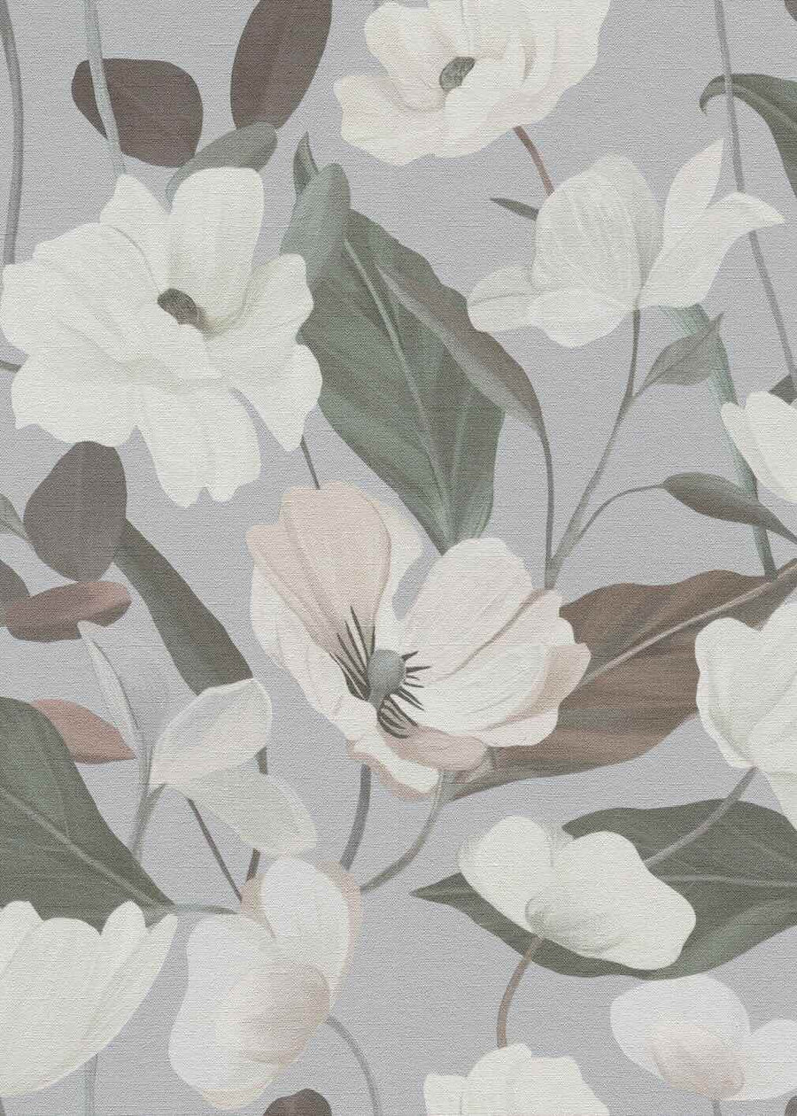 Erismann Fairy Blossom Floral Grey/White Wallpaper - 10508 - 31