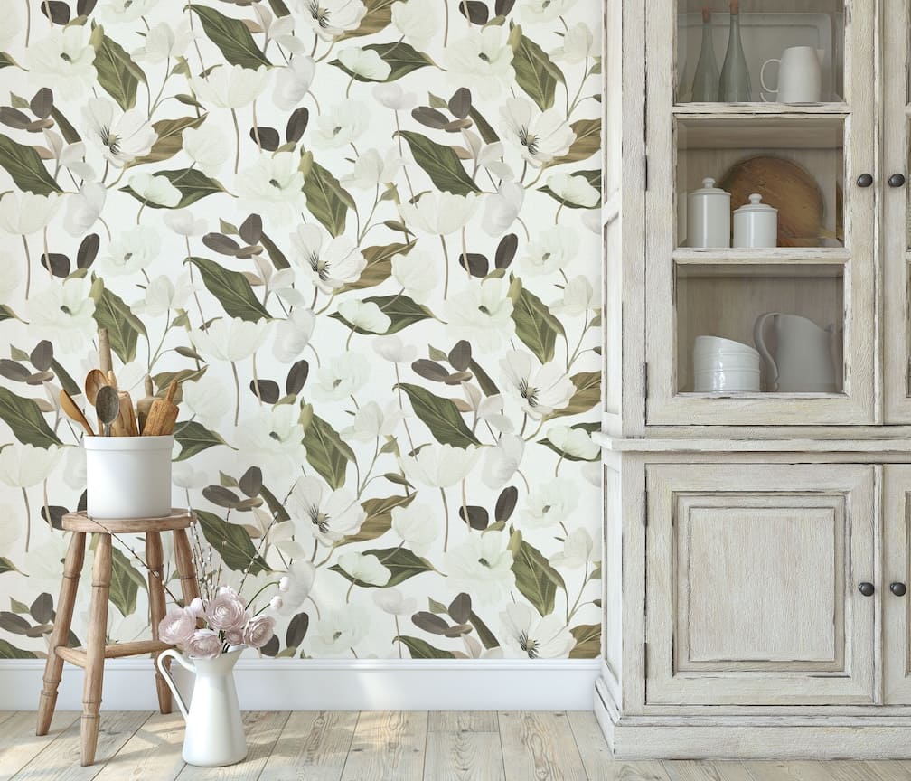Erismann Fairy Blossom Floral White/Green Wallpaper - 10508 - 26