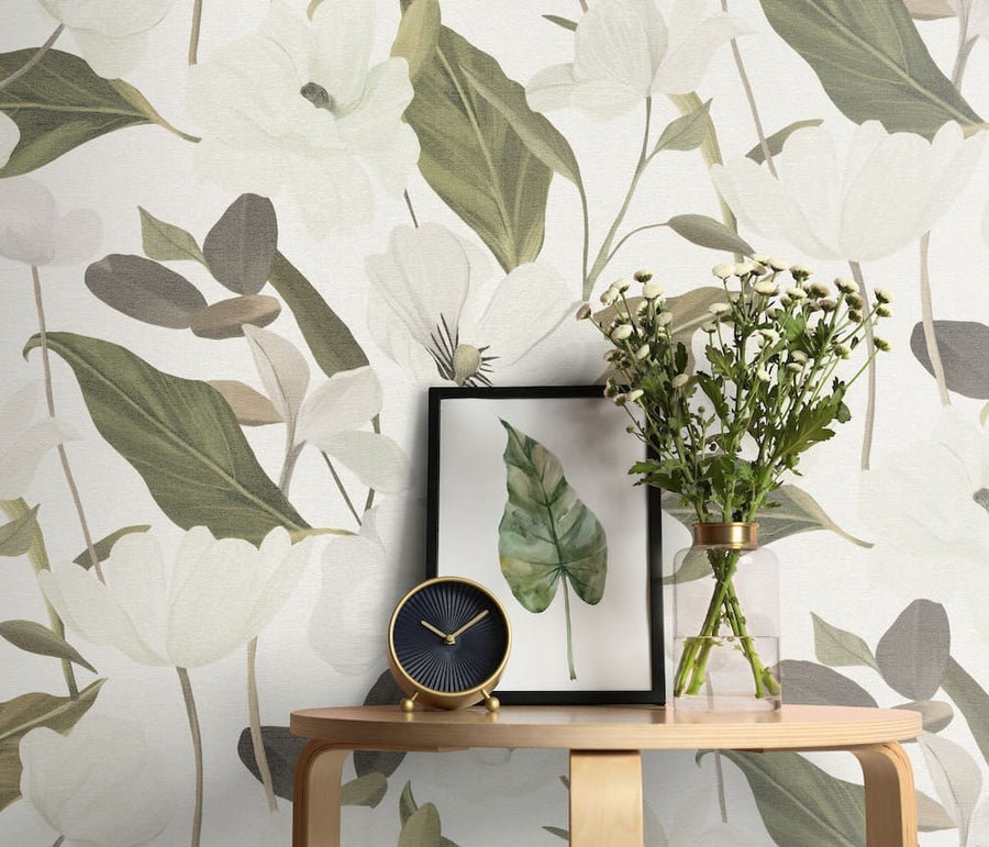 Erismann Fairy Blossom Floral White/Green Wallpaper - 10508 - 26