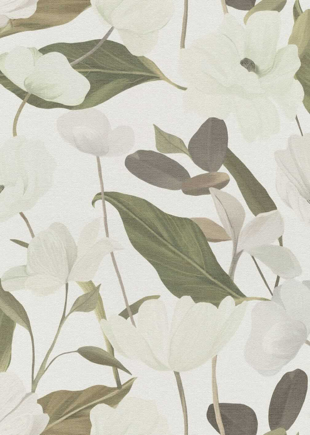 Erismann Fairy Blossom Floral White/Green Wallpaper - 10508 - 26