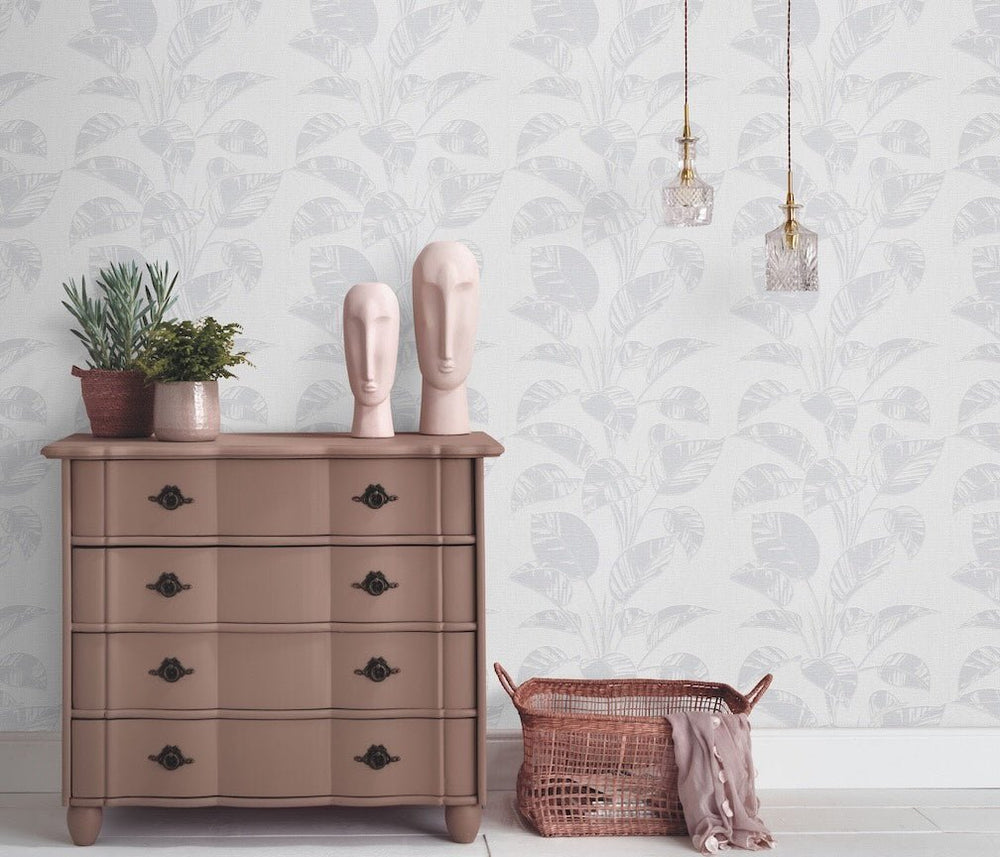 Erismann Largo Leaf Light Grey Vinyl Wallpaper - 10459 - 31