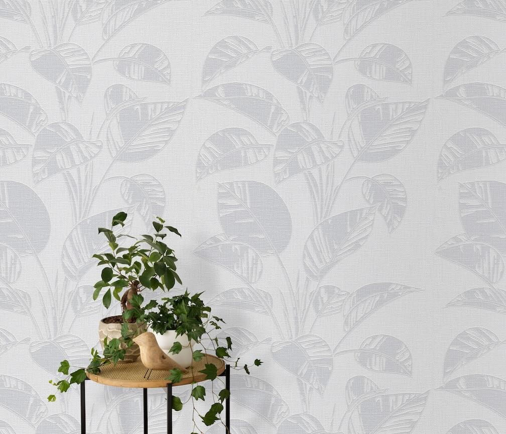 Erismann Largo Leaf Light Grey Vinyl Wallpaper - 10459 - 31