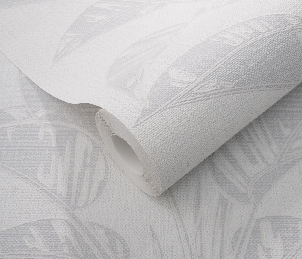 Erismann Largo Leaf Light Grey Vinyl Wallpaper - 10459 - 31