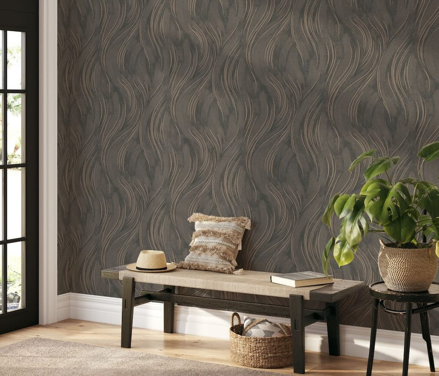 Erismann Piano Wave Brown/Gold Vinyl Wallpaper - 10456 - 11